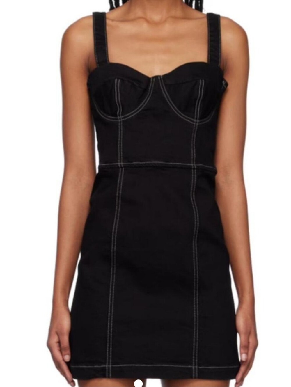 Reformation Nikki Bustier Jeans Black Sleeveless Dress with Contrast Stitching